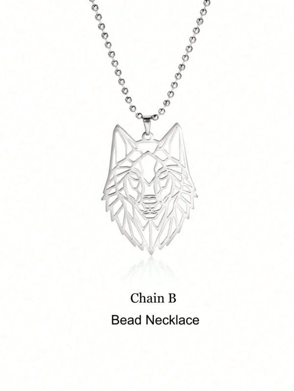 À La Mode Et Populaire 1 pièce Homme Loup Collier Avec Pendentif , En Acier Inoxydable Bijou Pour Bijou Cadeau Et Pour A Élégant Look – Image 5