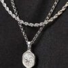 SUMWON 3 pièces Ensemble de collier pendentif en acier inoxydable argenté en forme de soleil éclatant