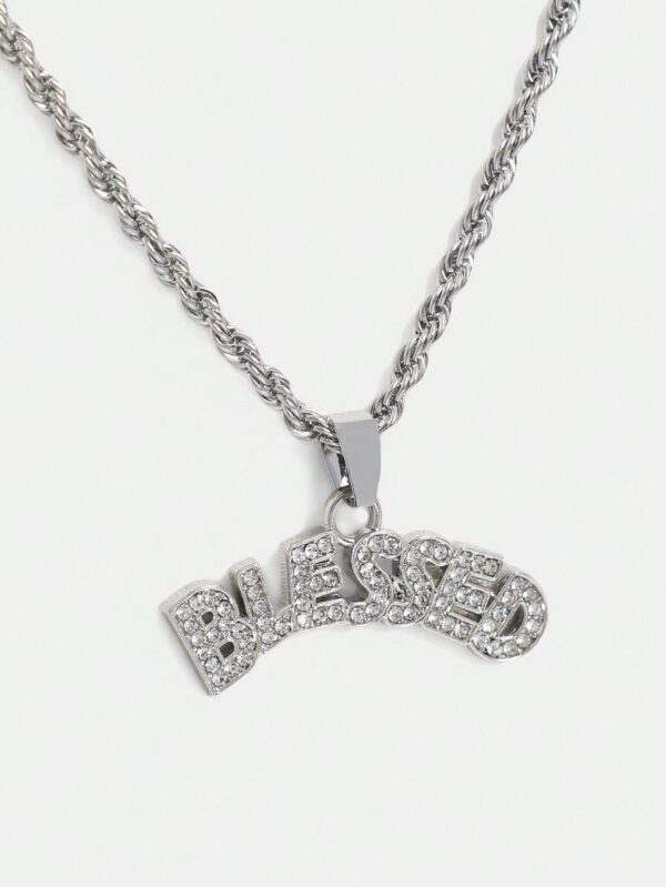 SUMWON Collier en acier inoxydable avec pendentif en strass – Image 2