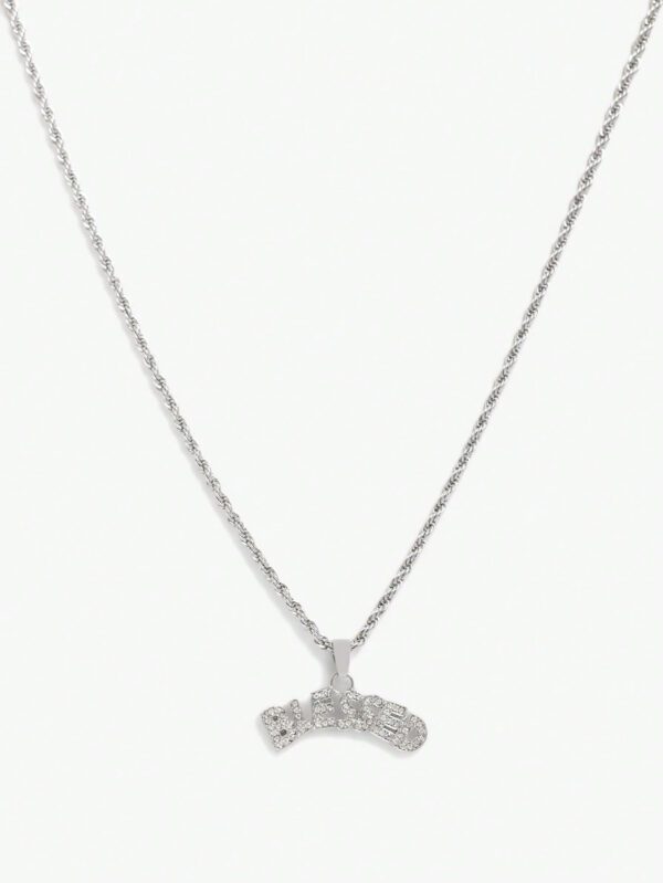 SUMWON Collier en acier inoxydable avec pendentif en strass – Image 4