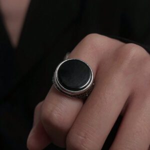 1 pièce Bague vintage exagérée aux cristaux de verre, forme ronde mode pour homme, convient pour le port quotidien