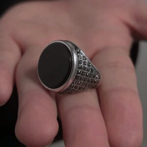 1 pièce Bague vintage exagérée aux cristaux de verre, forme ronde mode pour homme, convient pour le port quotidien