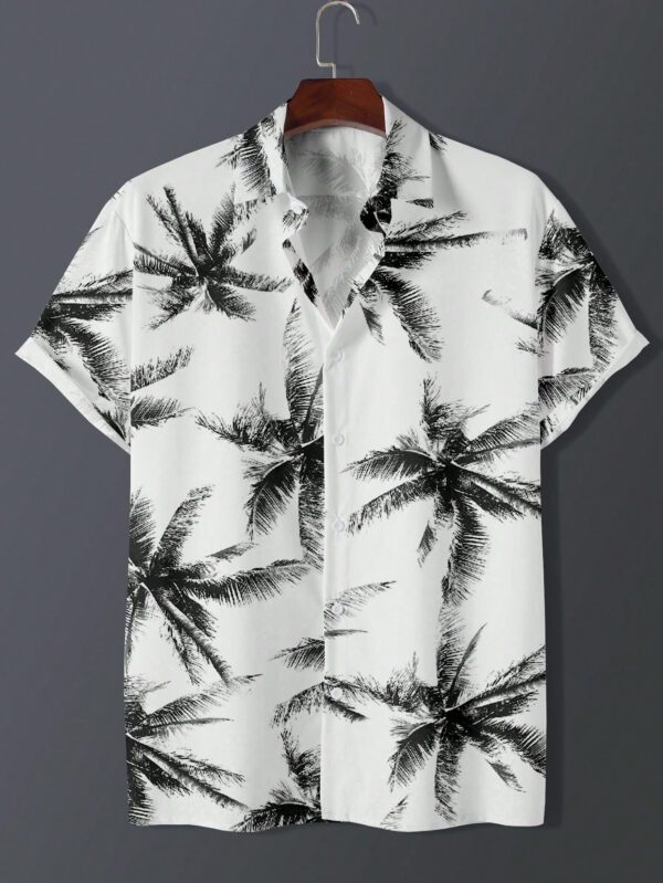 Manfinity Dauomo Chemise d'été pour hommes à manches courtes avec imprimé tropical – Image 2
