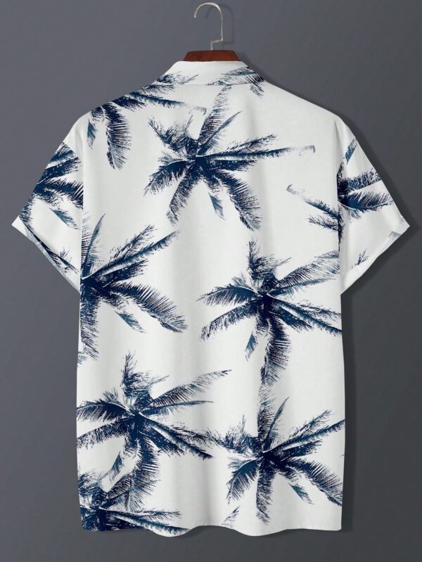 Manfinity Dauomo Chemise d'été pour hommes à manches courtes avec imprimé tropical – Image 6