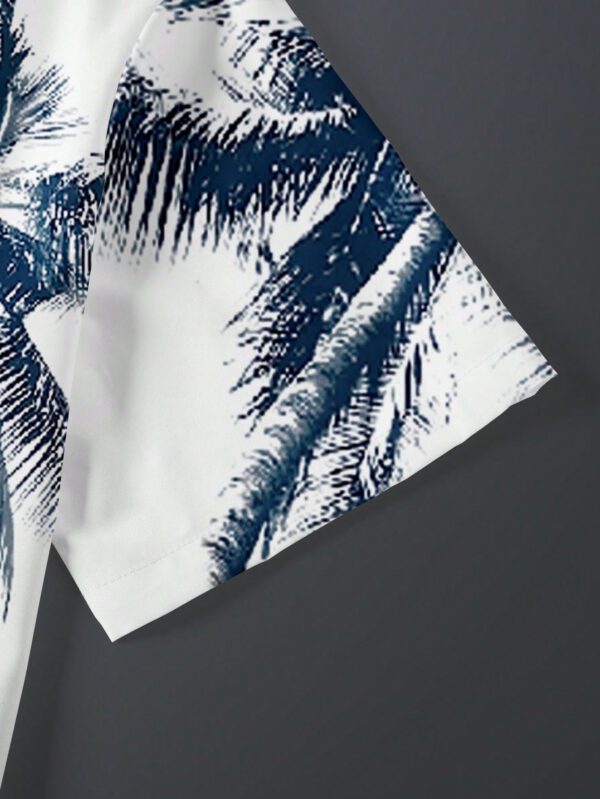 Manfinity Dauomo Chemise d'été pour hommes à manches courtes avec imprimé tropical – Image 7