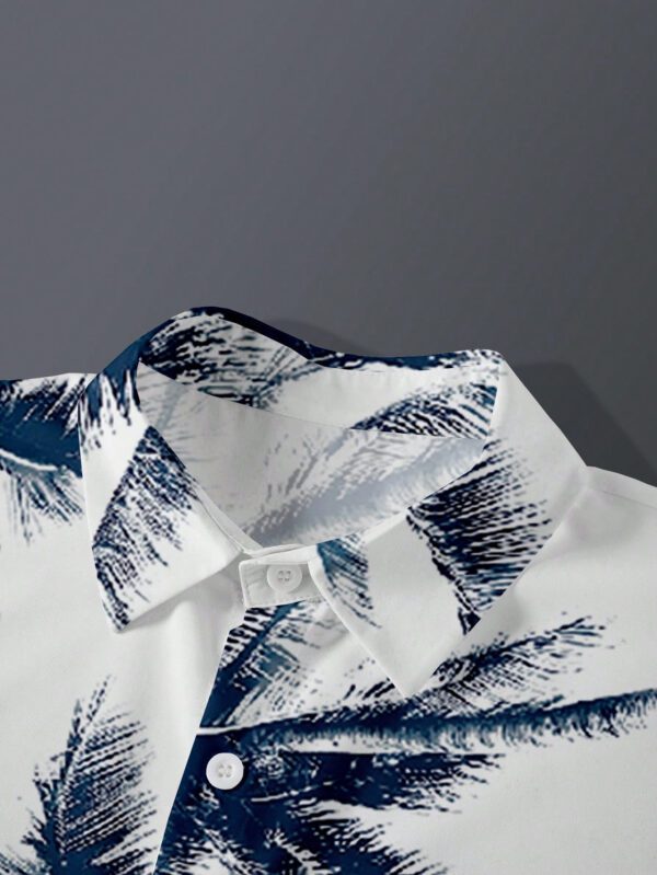 Manfinity Dauomo Chemise d'été pour hommes à manches courtes avec imprimé tropical – Image 8