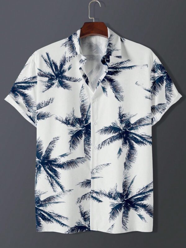 Manfinity Dauomo Chemise d'été pour hommes à manches courtes avec imprimé tropical – Image 9
