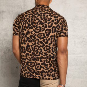 Manfinity NiteLyfe Chemise à manches courtes à boutons et imprimé léopard pour homme