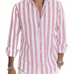 Chemise à manches longues à imprimé rayé pour homme