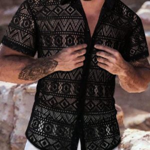 Manfinity RSRT Homme Chemise Ajouré