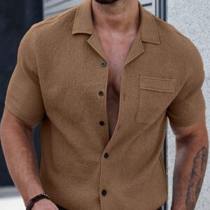 Manfinity Homme Homme Chemise Unicolore À Bouton Avec Poche