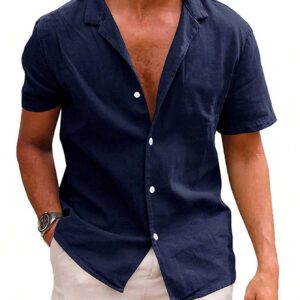 Homme Chemise Unicolore À Bouton