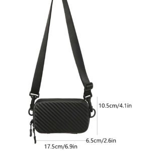 Sac à bandoulière simple et léger, sac à bandoulière à rayures diagonales en cuir PU souple pressé, sac messager minimaliste, étanche, coque rigide rayée noire pour l'extérieur, grand sac de voyage multifonctionnel, sac vintage, sac d'homme, sacs essentiels de vacances, sac de camping à bretelle pour homme, sacs de rentrée scolaire, vintage