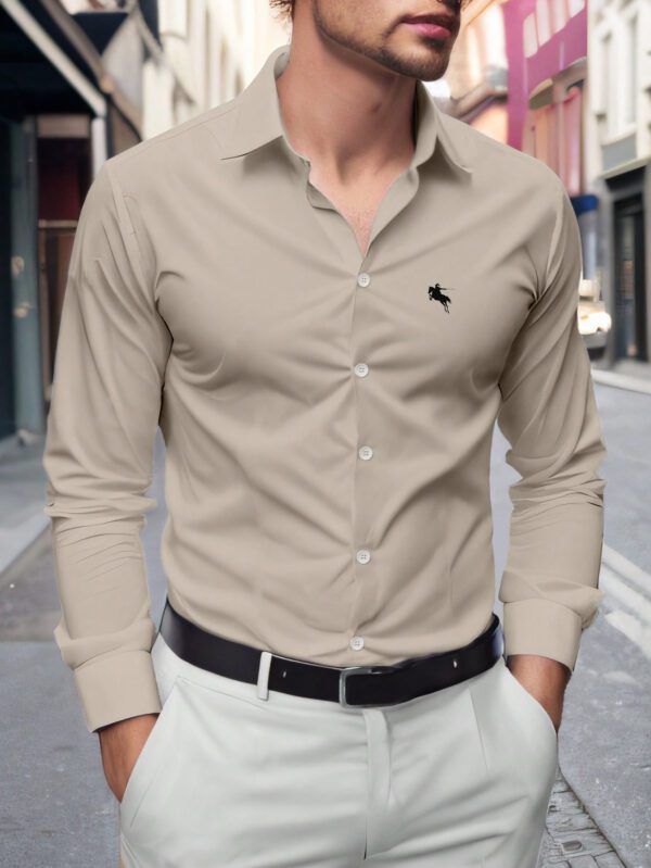 Manfinity Homme Chemise Décontractée À Manches Longues Imprimée Avec Cavalier À Cheval Pour Hommes Au Printemps-été – Image 7