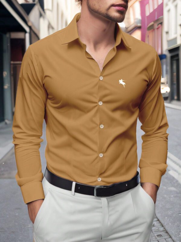Manfinity Homme Chemise Décontractée À Manches Longues Imprimée Avec Cavalier À Cheval Pour Hommes Au Printemps-été – Image 9