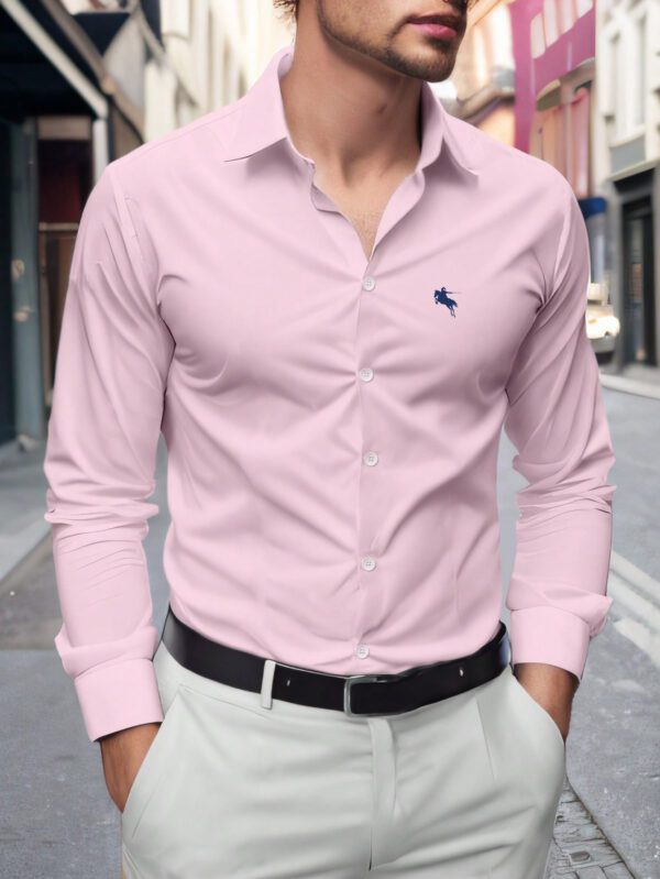 Manfinity Homme Chemise Décontractée À Manches Longues Imprimée Avec Cavalier À Cheval Pour Hommes Au Printemps-été – Image 10
