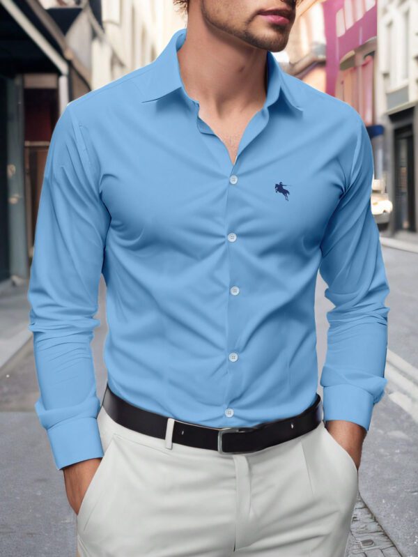 Manfinity Homme Chemise Décontractée À Manches Longues Imprimée Avec Cavalier À Cheval Pour Hommes Au Printemps-été – Image 12