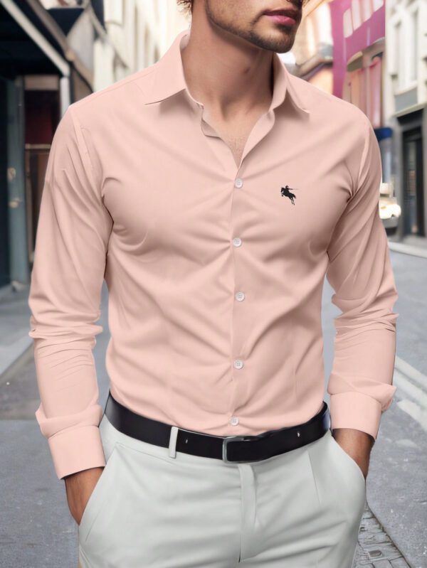 Manfinity Homme Chemise Décontractée À Manches Longues Imprimée Avec Cavalier À Cheval Pour Hommes Au Printemps-été – Image 13