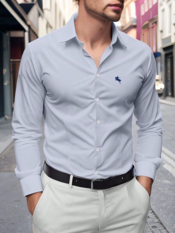 Manfinity Homme Chemise Décontractée À Manches Longues Imprimée Avec Cavalier À Cheval Pour Hommes Au Printemps-été – Image 15