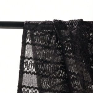 Manfinity RSRT Chemise pour homme à manches courtes et demi-transparente en maille jacquard, décontractée, ample et boutonnée, à lacets, de couleur noire unie pour des vacances à la plage d'été hawaïennes.