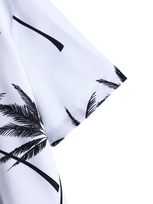 Manfinity RSRT Chemise à manches courtes décontractée pour hommes avec imprimé graphique tropical aléatoire de palmier, sans tee-shirt, pour les vacances à la plage des hommes – Image 5
