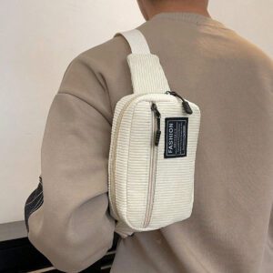1 pièce Sac banane élégant en velours côtelé de couleur unie pour hommes, sac à bandoulière simple et polyvalent. Idéal pour les étudiants, les trajets, les cadeaux d'automne et de Noël. Sac de taille, sac de poitrine, sac de voyage, sac à bandoulière, sac de sport, sac de messager, sac d'épaule, sac de randonnée, sac utilitaire, sac de vacances, sac porté à la taille, sac de plage, sac fourre-tout, sac de loisirs, sac de Thanksgiving, sac de Noël