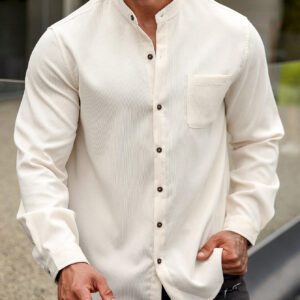 Manfinity Homme Homme Chemise unicolore à bouton avec poche (sans t-shirt)