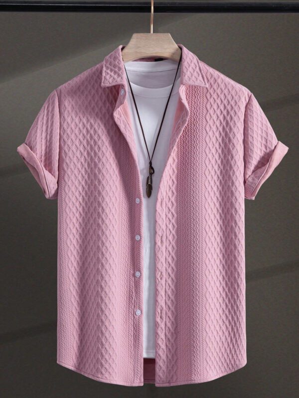 Manfinity Homme Chemise estivale occasionnelle pour hommes à manches courtes de couleur unie