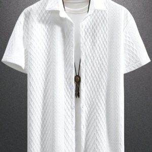 Manfinity Homme Chemise estivale occasionnelle pour hommes à manches courtes de couleur unie