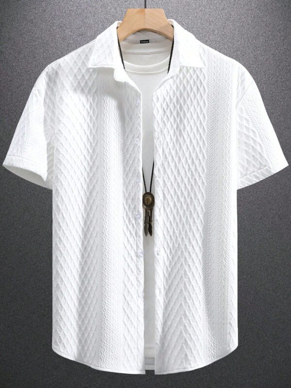 Manfinity Homme Chemise estivale occasionnelle pour hommes à manches courtes de couleur unie – Image 2