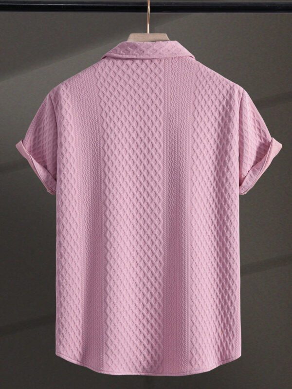 Manfinity Homme Chemise estivale occasionnelle pour hommes à manches courtes de couleur unie – Image 5