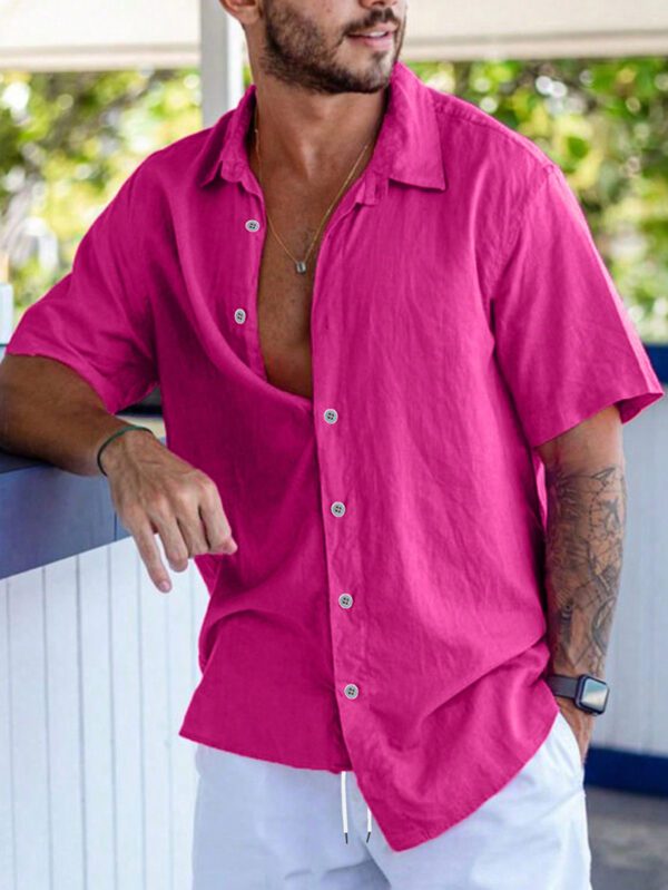 Manfinity Homme Chemise pour homme à manches courtes unie, col boutonné ajusté, chemise décontractée unie