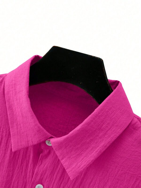 Manfinity Homme Chemise pour homme à manches courtes unie, col boutonné ajusté, chemise décontractée unie – Image 7