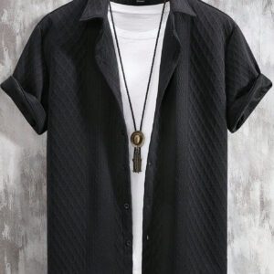 Manfinity Homme Chemise À Manches Courtes Et Texturée Uni Pour Homme