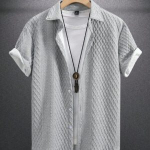 Manfinity Homme Chemise À Manches Courtes Et Texturée Uni Pour Homme