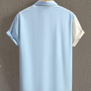 Manfinity Hypemode Chemise casual à manches courtes pour hommes, col rond, coupe large et blocs de couleurs pour l'été