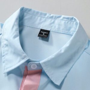 Manfinity Hypemode Chemise casual à manches courtes pour hommes, col rond, coupe large et blocs de couleurs pour l'été