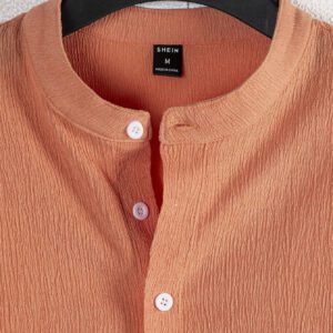 Manfinity Homme Chemise décontractée à demi-bouton pour hommes de couleur unie
