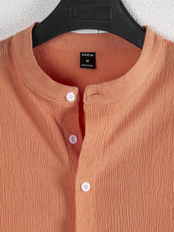 Manfinity Homme Chemise décontractée à demi-bouton pour hommes de couleur unie – Image 7