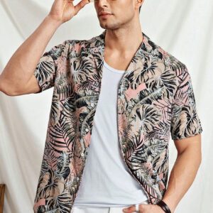 Manfinity ModaGents Chemise décontractée pour hommes à col brodé tissé, convient pour l'été