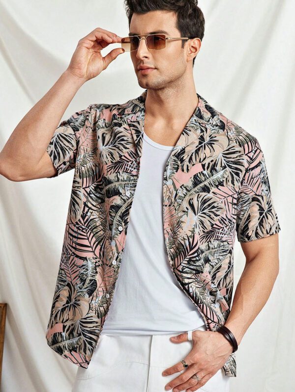 Manfinity ModaGents Chemise décontractée pour hommes à col brodé tissé, convient pour l'été