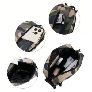 Nouveau sac banane pour homme de petite taille, design camouflage, sac bandoulière, sac besace, sac carré pour les vacances, les essentiels de voyage, les sacs d'école et de collège, les cadeaux de Noël, les cadeaux pour homme, les sacs de randonnée de grande capacité multifonctionnels pour l'extérieur et les loisirs