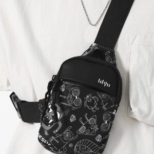 TIANDINGYU Mini sac banane sac à bandoulière sac de poitrine sac nylon décontracté collège bureau sac messager sac carré sac pour voyage vacances sport léger sac de collège pour livres sac multifonction pour hommes sac ceinture sac à bandoulière sac pour hommes sac noir essentiels de voyage essentiels de vacances sac banane retour à l'école