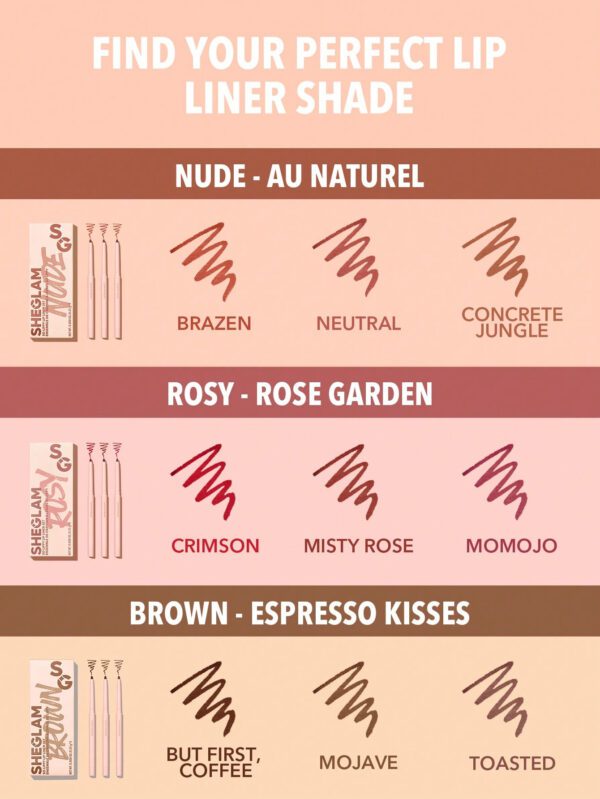 SHEGLAM Set De Liner So Lippy- Au Naturel     NoëL Cadeau De NoëL Hiver Thanksgiving DéCoration De NoëL Maquillage FÊTe Plage Voyage Vacances Rose Y1267K Saint-Valentin DéCor Amour Cadeau Hiver Maquillage FÊTe Plage Voyage Vacances Rose Y2K Promos Offres Camping ExtéRieur PréSent Rose Mode Fille Nouvelle AnnéE CosméTique Cosplayer Meilleur Voyage FêTes Couleur Fantaisie Campus éCole Charme Ambiance Cny Nouvel An Chinois – Image 10
