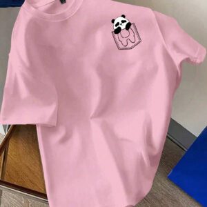 Manfinity Hypemode T-shirt à manches courtes pour homme, coupe régulière, avec étiquette de taille en tricot rose foncé