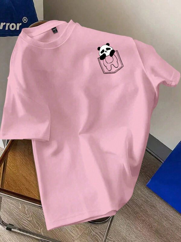 Manfinity Hypemode T-shirt à manches courtes pour homme, coupe régulière, avec étiquette de taille en tricot rose foncé