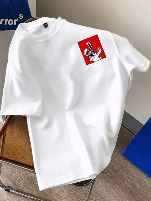 Manfinity Hypemode T-shirt à manches courtes pour homme, coupe régulière, avec étiquette de taille en tricot rose foncé – Image 5