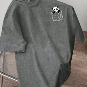 Manfinity Hypemode T-shirt à manches courtes pour homme, coupe régulière, avec étiquette de taille en tricot rose foncé
