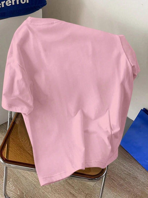Manfinity Hypemode T-shirt à manches courtes pour homme, coupe régulière, avec étiquette de taille en tricot rose foncé – Image 22