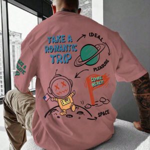 Manfinity Hypemode T-shirt Décontracté Ample À Épaules Basses Imprimé De Slogans De Dessins Animés Pour Hommes